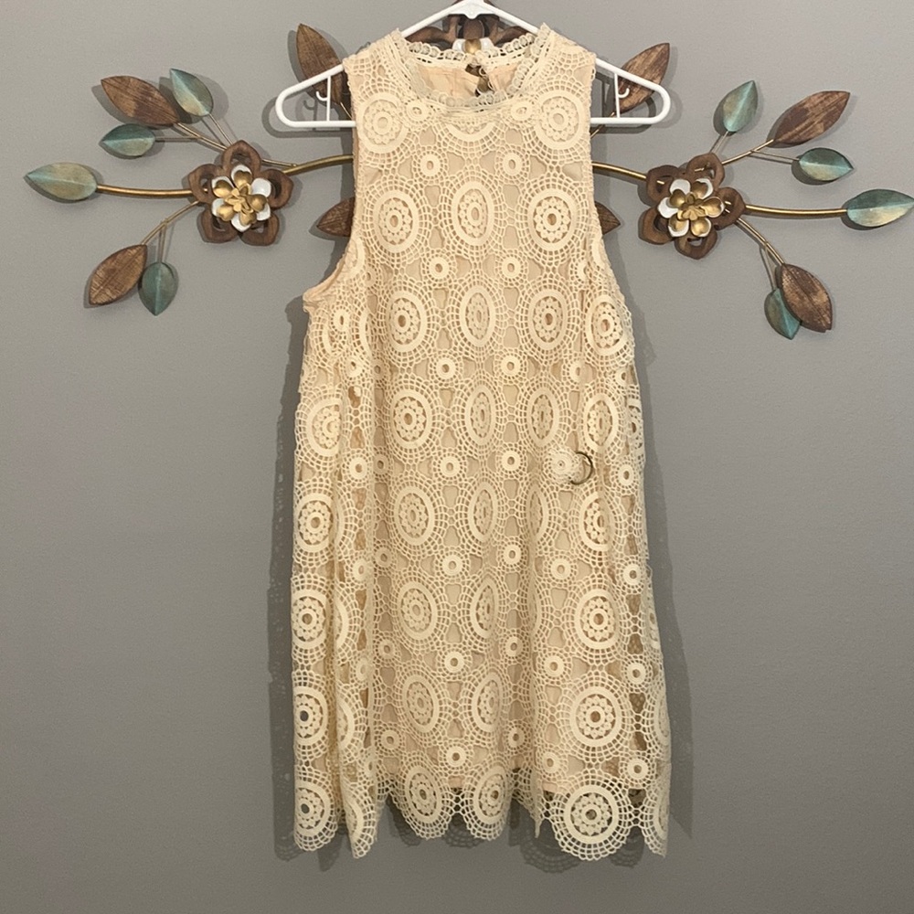 Free People Selma Ivory Crochet Sleeveless Dress Size 10